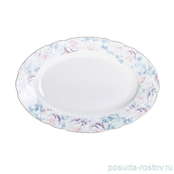 Блюдо 36 см овальное "Роза /Голубая роза /платина" / 232339