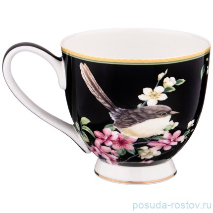 Кружка 500 мл чёрная &quot;Цветущий сад&quot; / 209315