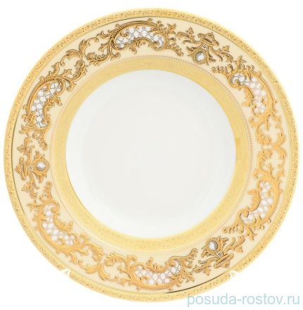 Набор тарелок 22,5 см 6 шт глубокие &quot;Констанц /Алена золото 3D&quot; крем / 153832