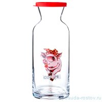 Графин для воды 700 мл с крышкой &quot;Свинка с поцелуями&quot; / 190685