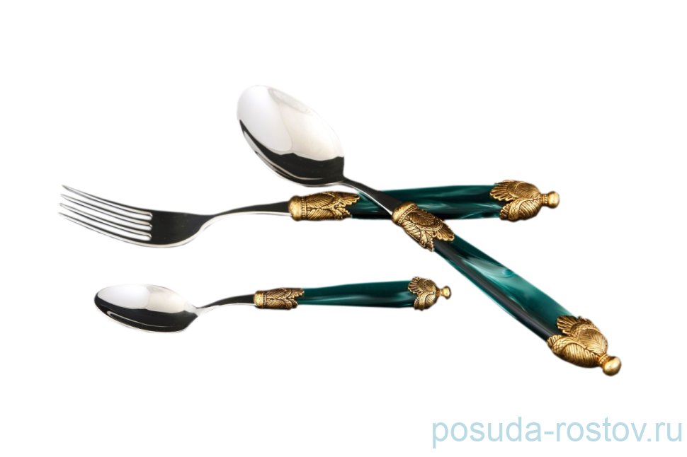 Столовые приборы 18 предметов "Siena Antique Gold /Dark Green Steel" / 114551 Столовые приборы 18 предметов "Siena Antique Gold /Dark Green Steel" / 114551