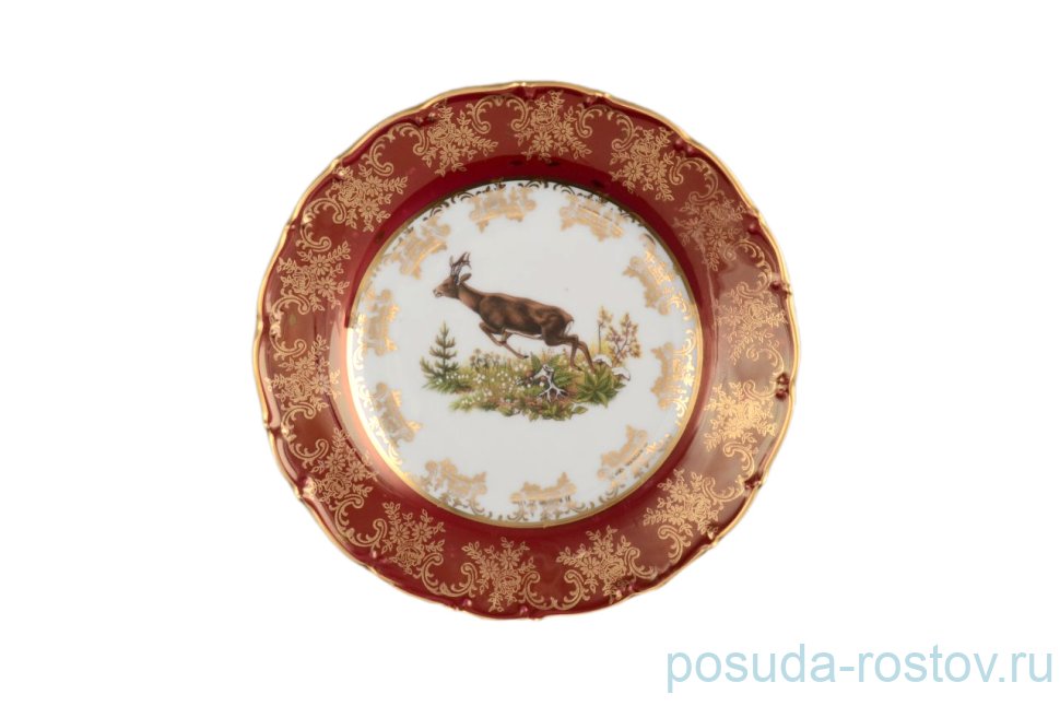 Набор тарелок 19 см 6 шт  Bohemia Porcelan Moritz Zdekauer 1810 s.r.o. "Магнолия /Охота красная" / 039483