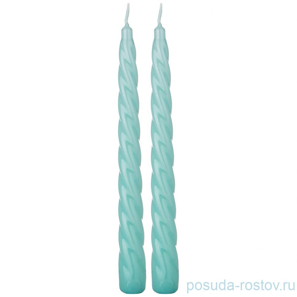 Набор свечей 23 см 2 шт витые Adpal (мятный) / 334665 Набор свечей 23 см 2 шт витые Adpal (мятный) / 334665