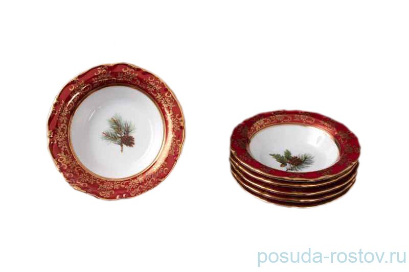 Набор розеток 11 см 6 шт  Bohemia Porcelan Moritz Zdekauer 1810 s.r.o. "Магнолия /Охота красная" / 038327