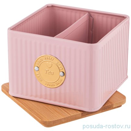 Банка для чайных пакетиков 11 х 11 х 7 см розовая 800 мл &quot;Majesty&quot; / 252382