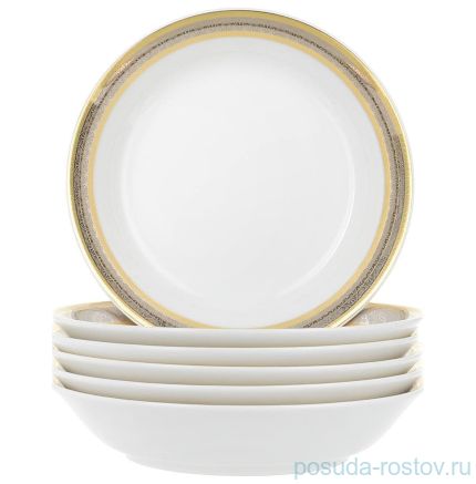 Набор тарелок для супа 19 см 6 шт глубокие &quot;Опал /Платина с золотом&quot; / 151398