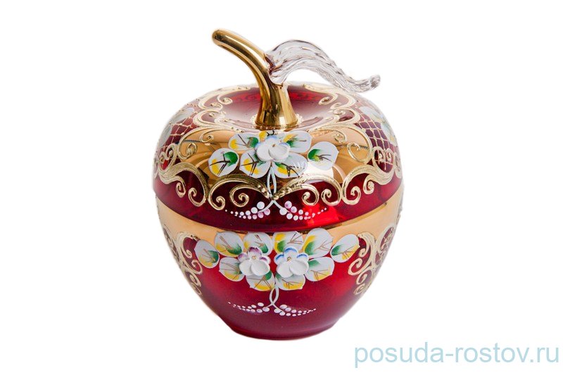 Вазочка с крышкой - яблоко "Лепка красная" маленькая / 046764