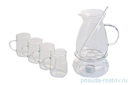 Набор для глинтвейна 5 предметов (кувшин 1,3 л + подогрев + 4 чашки по 270 мл) &quot;Termisil&quot; / 043803