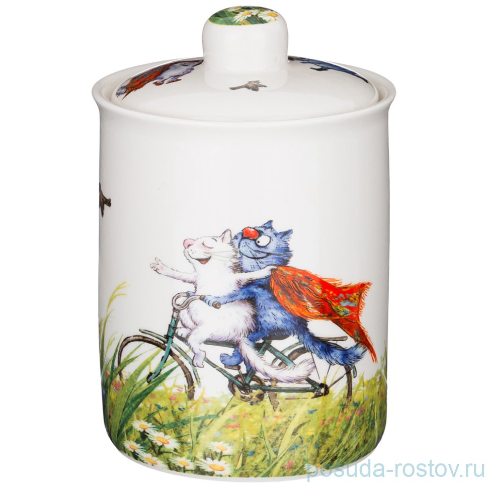 Банка для сыпучих продуктов 14,5 х 10,5 см 750 мл "Синие коты /Русское поле" / 250819