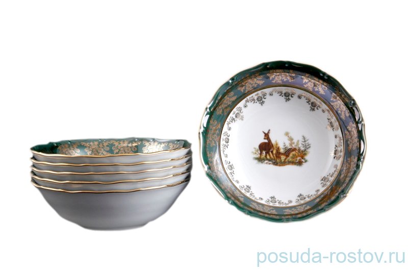 Набор салатников 19 см 6 шт Royal Czech Porcelain "Фредерика /Охота зелёная" / 094530 Набор салатников 19 см 6 шт Royal Czech Porcelain "Фредерика /Охота зелёная" / 094530