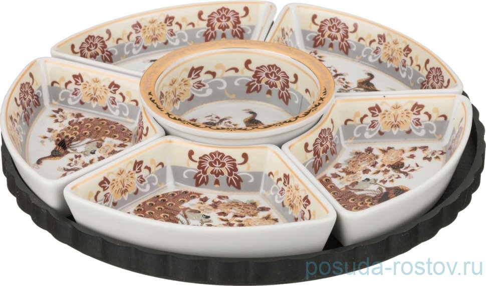 Менажница 25 см 6-ти секционная "Павлин" / 192932 Менажница 25 см 6-ти секционная "Павлин" / 192932