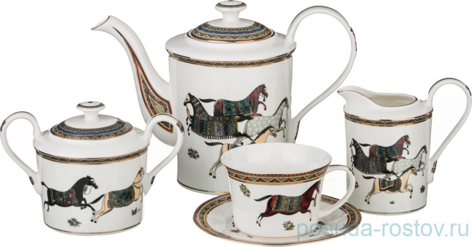 Чайный сервиз на 6 персон 15 предметов "Лошадь"  / 193702