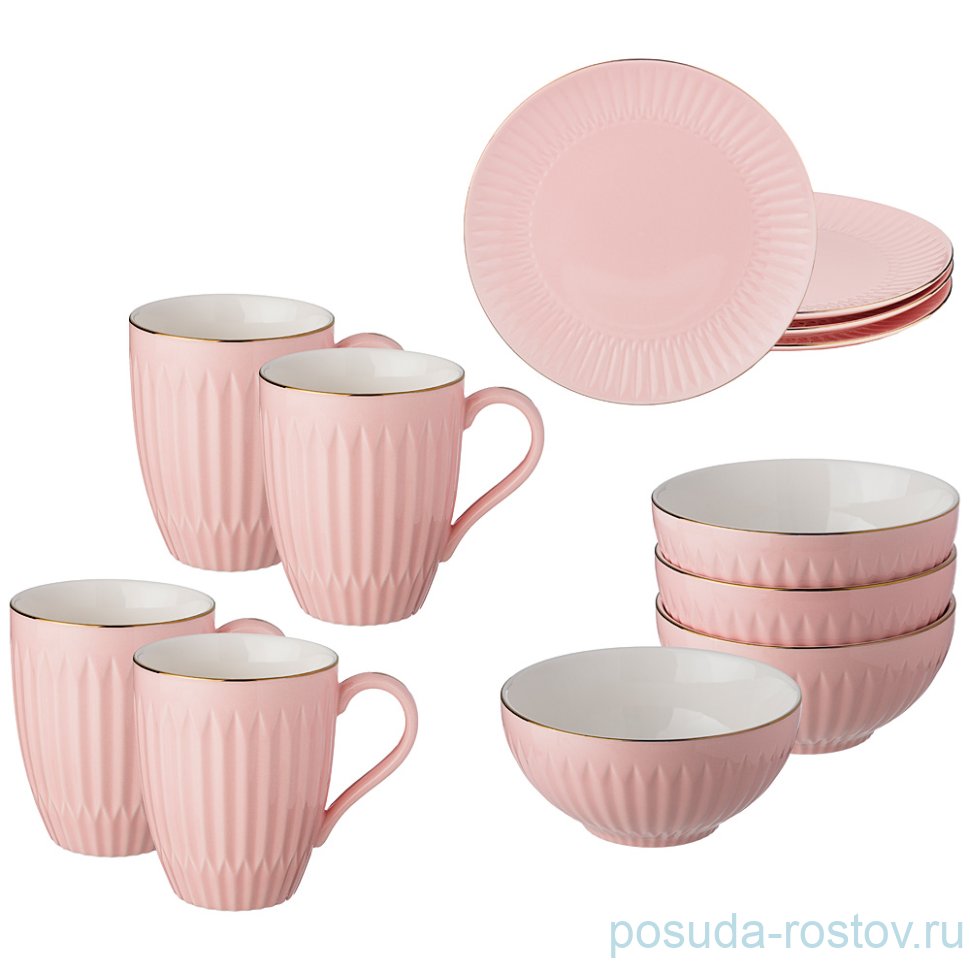 Столовый набор на 4 персоны 12 предметов "Пинк" / 195053