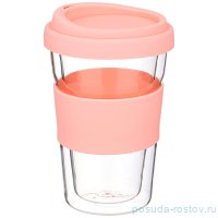 Стакан для кофе 330 мл с двойными стенками силиконовая крышка 9,5 х 15 см &quot;Double-wall&quot; / 256089