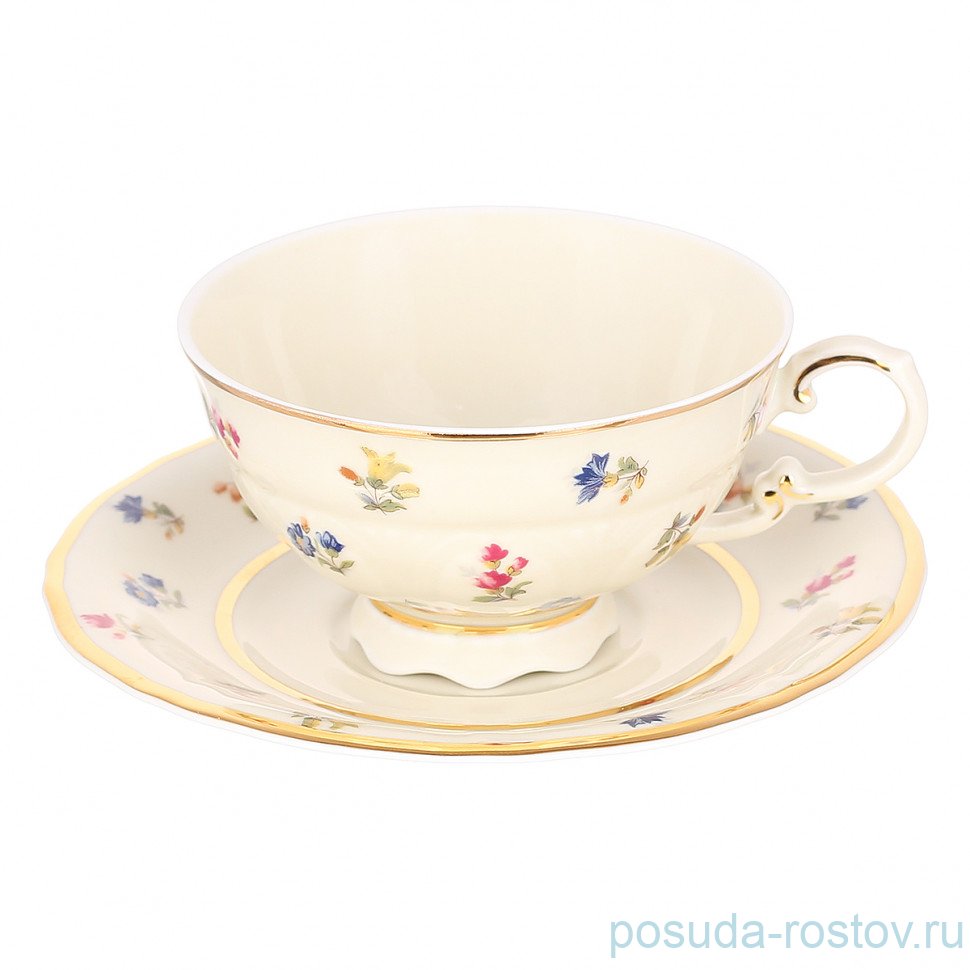 Набор чайных пар 200 мл 6 шт "Соната /Мелкие цветы /золото /СК" / 348680