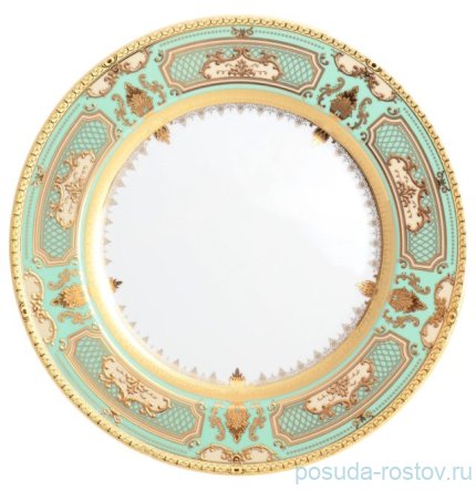 Блюдо 32 см круглое &quot;Донна /Бирюза в золотой роскоши&quot; / 128607