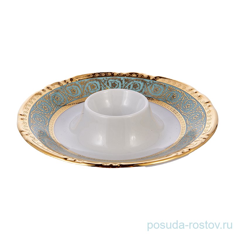 Подставка для яйца "Констанция /Серо-голубая полоса с золотом" / 165251