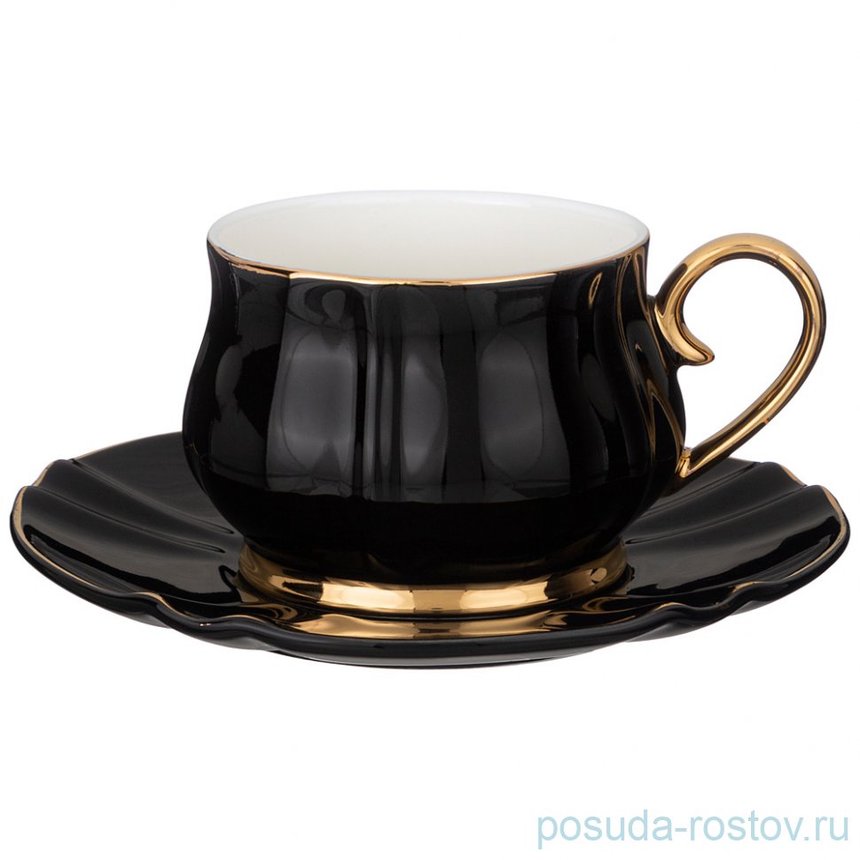 Чайная пара 200 мл 1 шт чёрная "времена года /pearl" / 233292