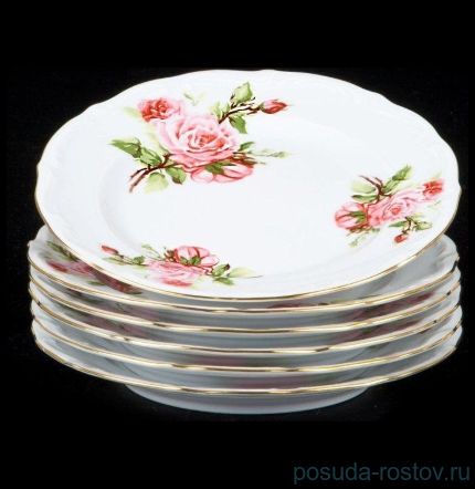 Набор тарелок 19 см 6 шт &quot;Мария-Тереза /Розовые розы&quot; / 111555