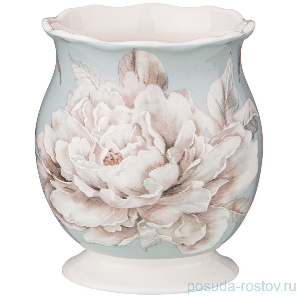 Подставка для чайных ложек 9 см голубая "белый цветок" / 230696 Подставка для чайных ложек 9 см голубая "белый цветок" / 230696