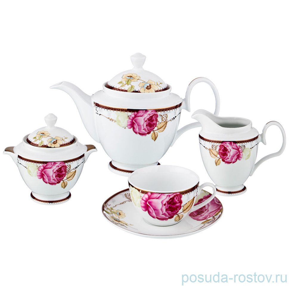 Чайный сервиз на 6 персон 15 предметов "Роза и анемоны" / 193988 Чайный сервиз на 6 персон 15 предметов "Роза и анемоны" / 193988