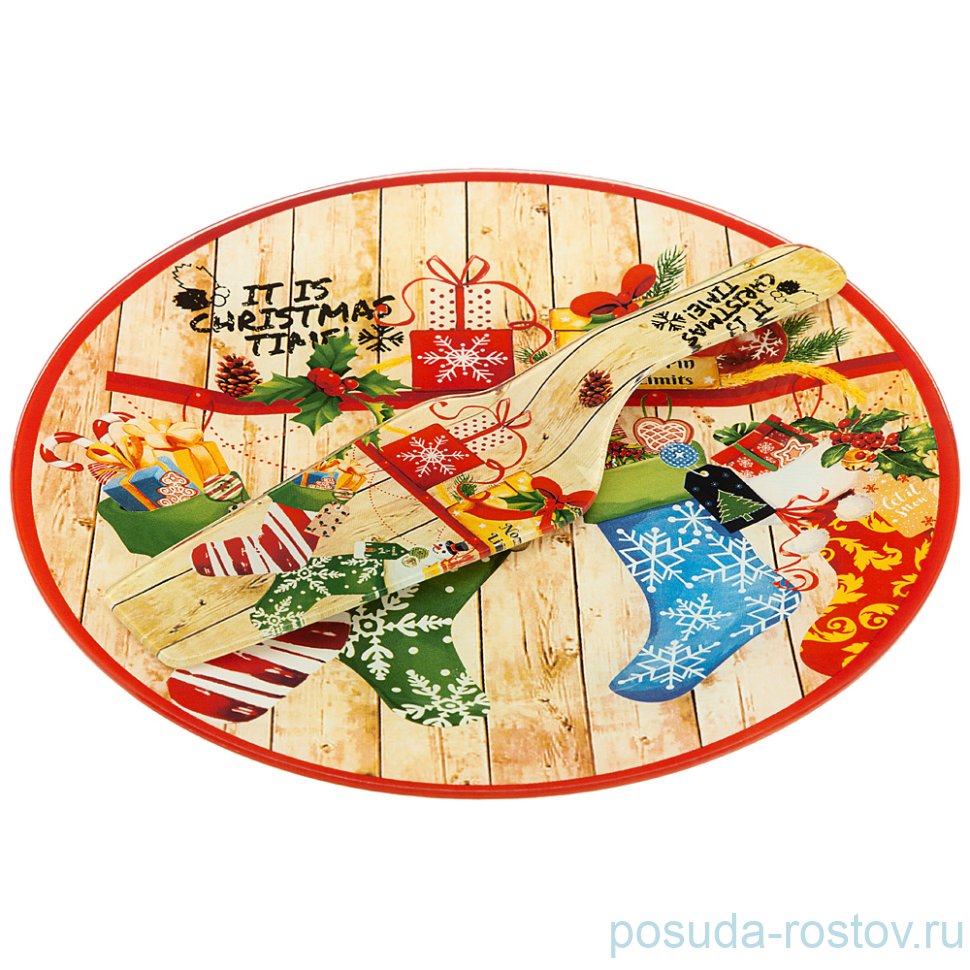 Тарелка для торта 28 см с лопаткой "Рождественская сказка" / 268432 Тарелка для торта 28 см с лопаткой "Рождественская сказка" / 268432