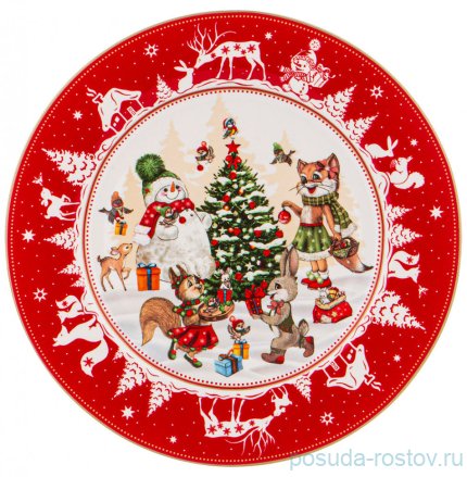 Тарелка 19 см красная &quot;С Новым годом! /Ёлка&quot; / 285353