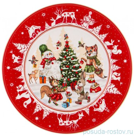 Тарелка 19 см красная &quot;С Новым годом! /Ёлка&quot; / 285353