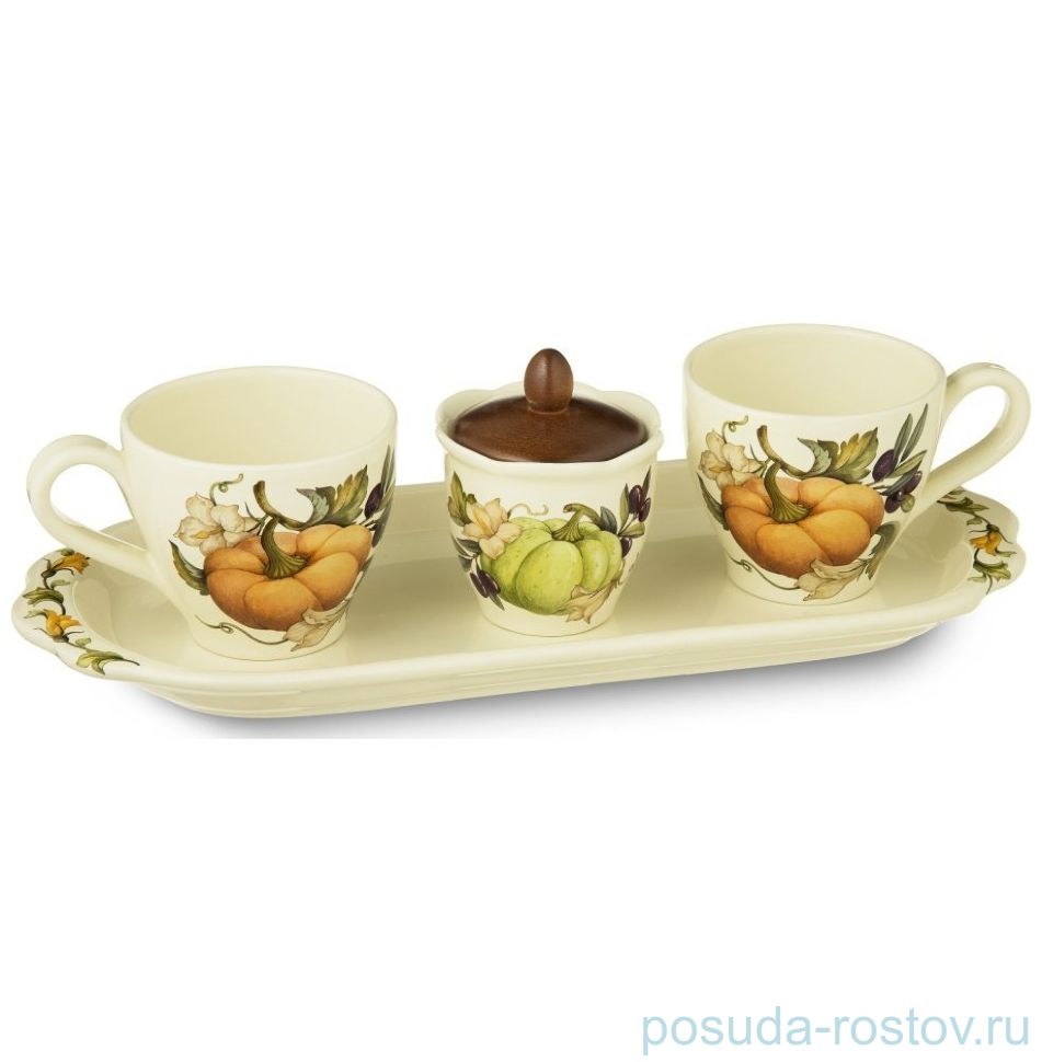 Чайный набор на 2 персоны 5 предметов "Artigianato ceramico /Тыква" / 149466