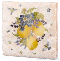 Салфетки бумажные 33 х 33 см 20 шт 3-х слойные &quot;Лимоны&quot; / 252423