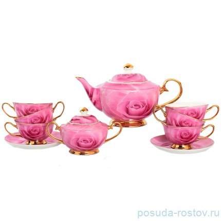 Чайный сервиз на 6 персон 14 предметов (без молочника) &quot;Розовая роза&quot; / 148751
