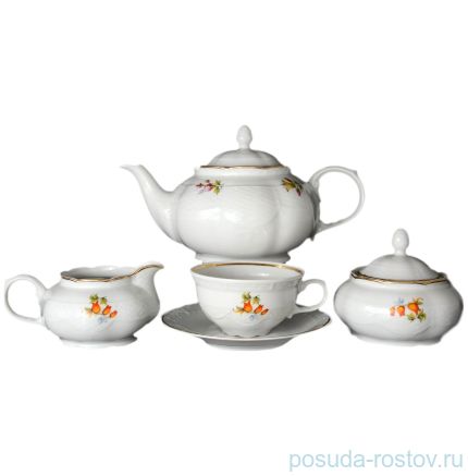 Чайный сервиз на 6 персон 15 предметов &quot;Николь /Цветы&quot; / 036193