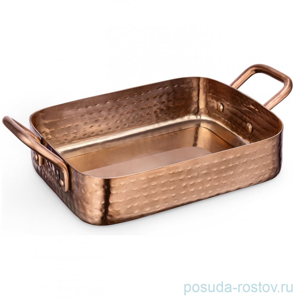 Сковородка 14 x 10 x 3.5 см прямоугольная мини с 2-мя ручками для подачи "Hammered" медный / 370426