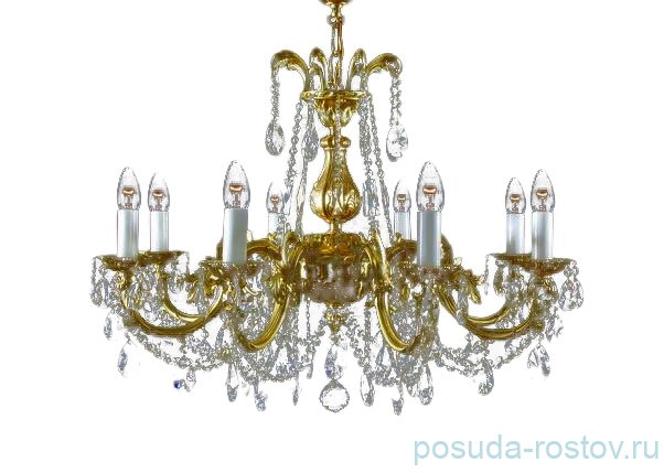 Люстра 10 рожковая хрусталь /золото  Royal "Роял" h-70-120 см, диаметр-80 см / 054562