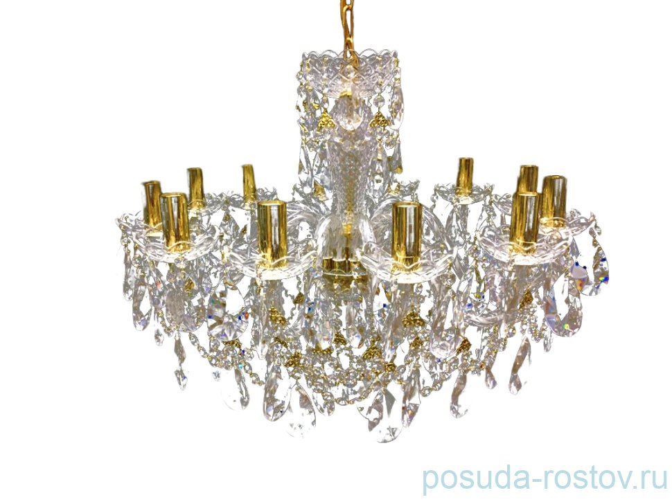 Люстра 12 рожковая золотые плафоны "Биджов" / 045541