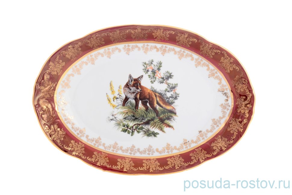 Блюдо 32 см овальное "Офелия /Охота красная" / 126059 Блюдо 32 см овальное "Офелия /Охота красная" / 126059