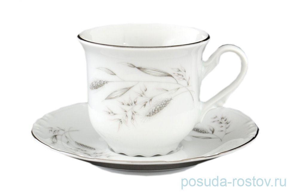 Чайная пара 230 мл 1 шт "Констанция /Серебряные колосья" / 086336 Чайная пара 230 мл 1 шт "Констанция /Серебряные колосья" / 086336