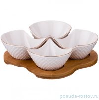 Менажница 18 х 18 х 5 см 4-х секционная на подставке &quot;диаманд голд&quot; / 190425