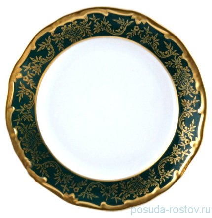 Набор тарелок 19 см 6 шт &quot;Ювел /Зелёный с золотым узором&quot; / 021044