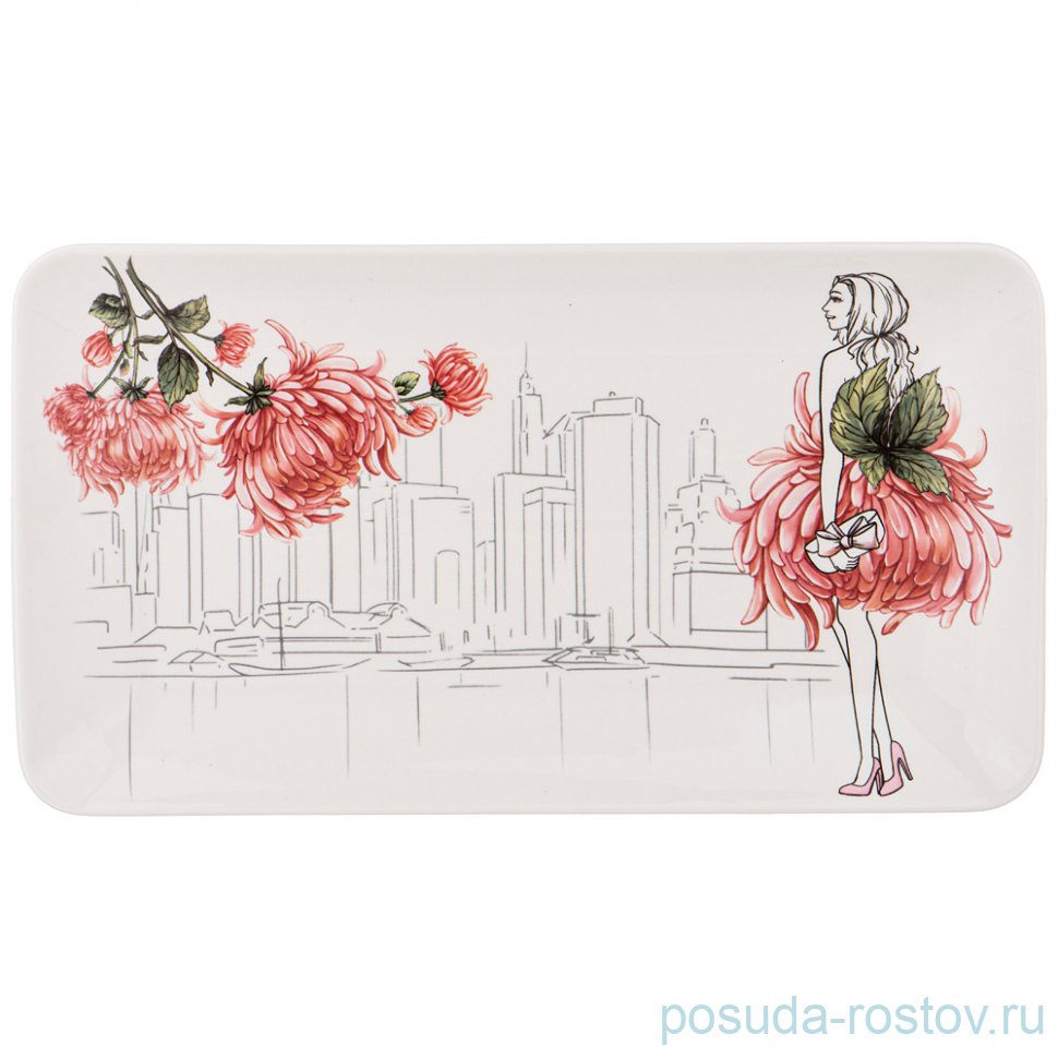 Блюдо 30,5 х 17 см прямоугольное "blossom /хризантема" / 258091