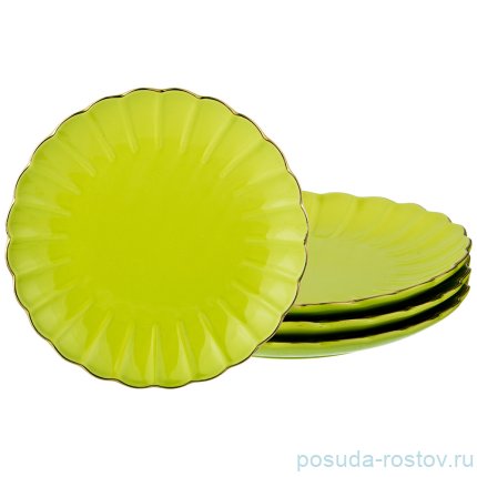 Набор тарелок 21 см 4 шт &quot;салатный /золото&quot; / 187002
