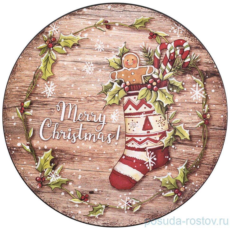 Поднос 33 см круглый "Рождественская сказка" / 268280