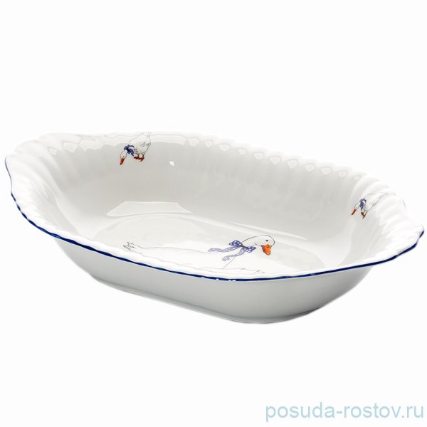 Блюдо 33 см овальное (глубокое) для хлеба "Ивона /Гуси" / 152995 Блюдо 33 см овальное (глубокое) для хлеба "Ивона /Гуси" / 152995