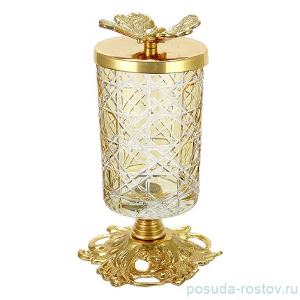 Подставка для зубочисток н/н с крышкой янтарная &quot;Dior /Бабочка&quot; / 270613