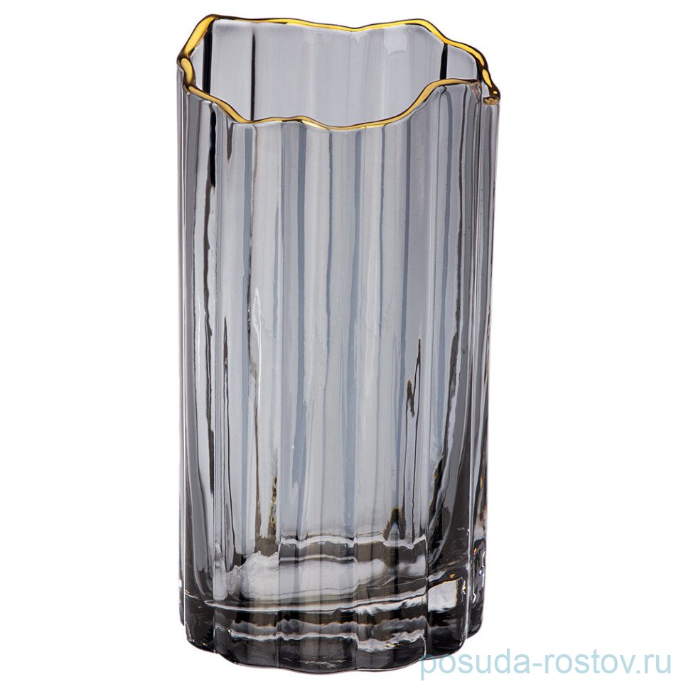 Ваза для цветов 20 см серая "Отводка золото" / 289415 Ваза для цветов 20 см серая "Отводка золото" / 289415