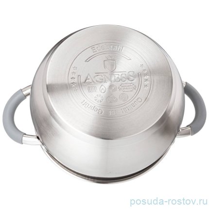 Кастрюля 18 х 10,5 см со стеклянной крышкой 2,4 л &quot;Apple&quot; серые ручки / 275418