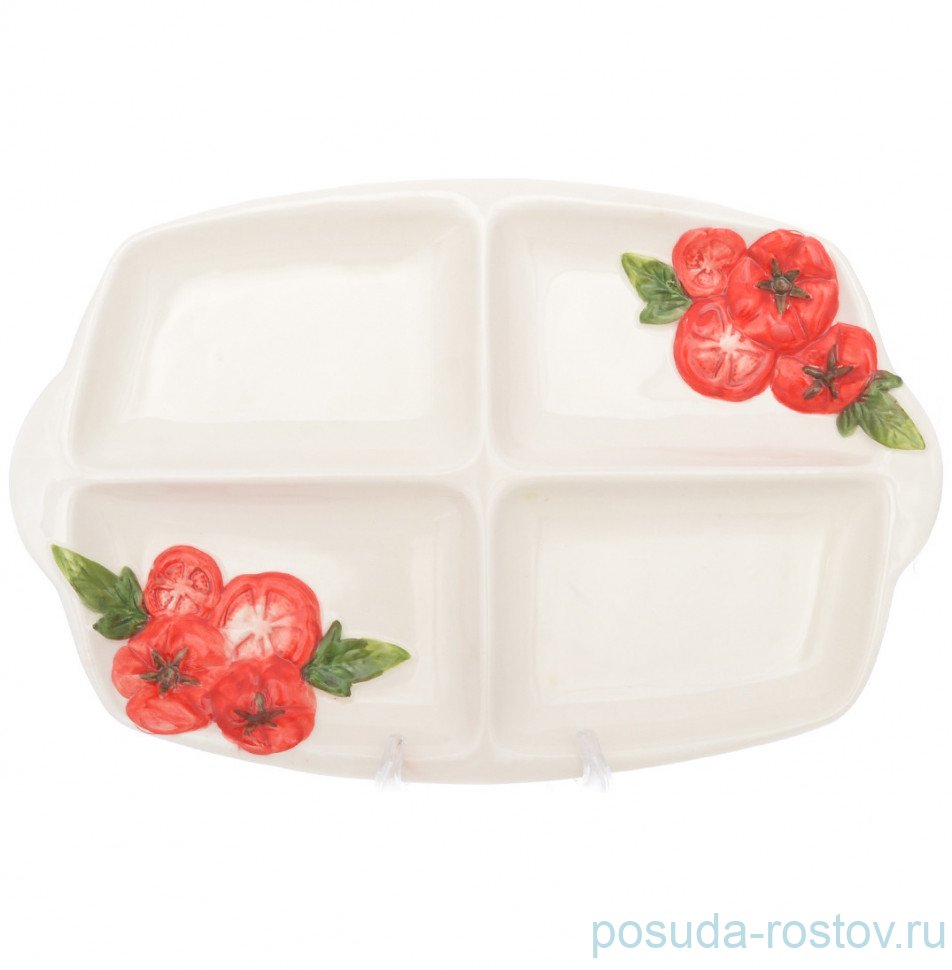 Менажница 31 х 21 см 4-х секционная прямоугольная "Томаты" / 247840 Менажница 31 х 21 см 4-х секционная прямоугольная "Томаты" / 247840
