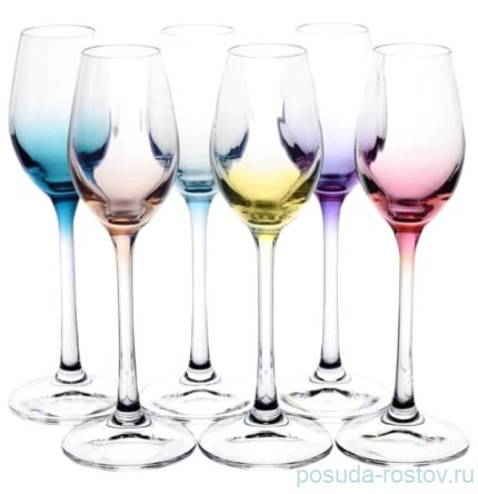 Рюмки 60 мл 6 шт &quot;Виола /Оптика /Разноцветное дно&quot; / 246580