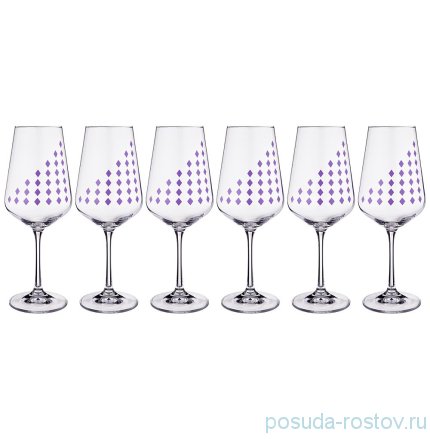 Бокалы для красного вина 450 мл 6 шт &quot;Cандра /Ромбы /Фиолет&quot; / 170343