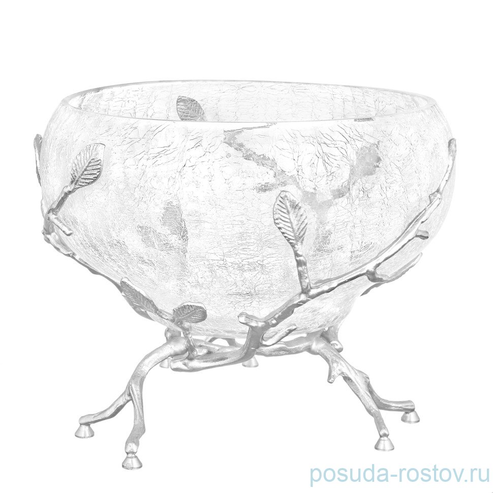 Ваза для фруктов 23 см н/н "Белый Обгез /серебро" / 335140 Ваза для фруктов 23 см н/н "Белый Обгез /серебро" / 335140